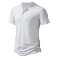 thumbnail image 1 of Mens Tee Shirts Short Sleeve Crewneck Henley Shirts Lightweight White Button Up Shirt Mens Vacation Outfits, 1 of 4
