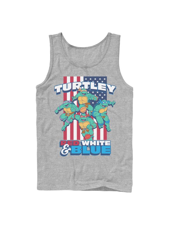 Mens Teenage Mutant Ninja Turtles American Red White and Blue Turtley Tank Top