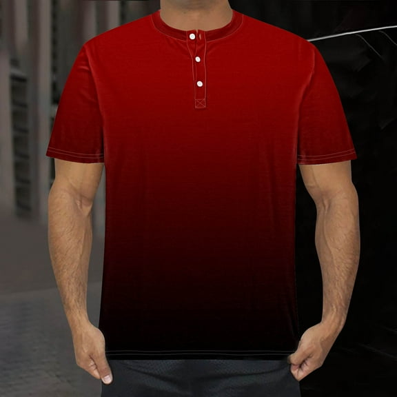 Mens Tees Shirts S-5X Big & Tall Short Sleeve T-Shirts Plus Size Casual Pullover Button Crewneck Gradient Printed Going Out Loungewear Tops