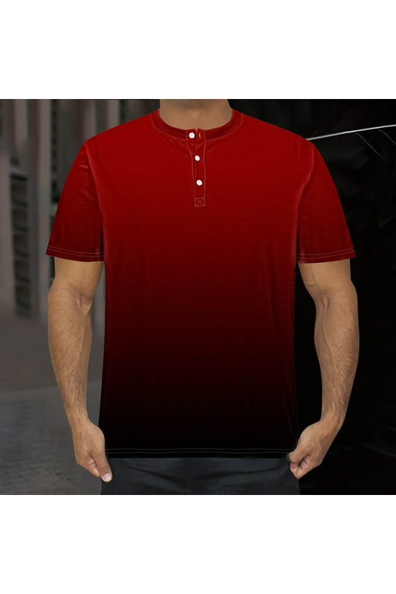 Mens Tees Shirts S-5X Big & Tall Short Sleeve T-Shirts Plus Size Casual Pullover Button Crewneck Gradient Printed Going Out Loungewear Tops