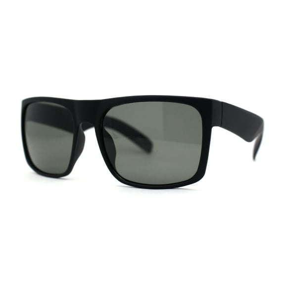 Mens Tempered Glass Lens Flat Top Rectangle Gangster Shade Sunglasses Rubberized Matte Black