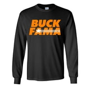Mens Tennessee Tshirt Funny Buck Fama Team Color Orange and White TN Football Long Sleeve T-shirt Graphic Tee-Black-4xl