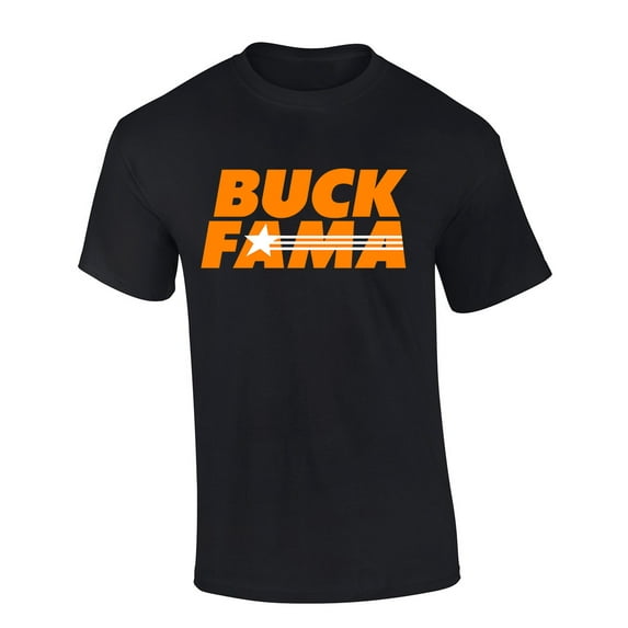 Mens Tennessee Tshirt Funny Buck Fama Team Color Orange and White TN Football Short Sleeve T-shirt Graphic Tee-Black-xl