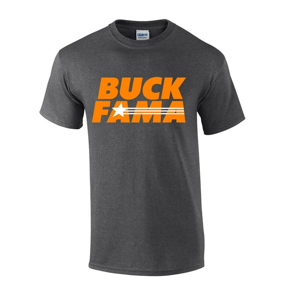 Mens Tennessee Tshirt Funny Buck Fama Team Color Orange and White TN Football Short Sleeve T-shirt Graphic Tee-Heather Grey-4xl