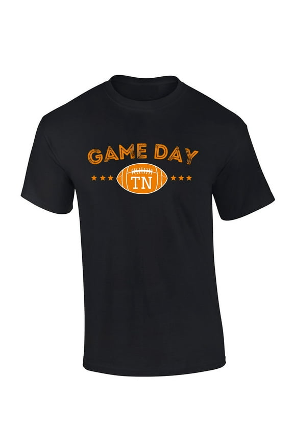 Mens Tennessee Tshirt Game Day In TN Football Sports Team Color Short Sleeve T-shirt Graphic Tee-Black-large