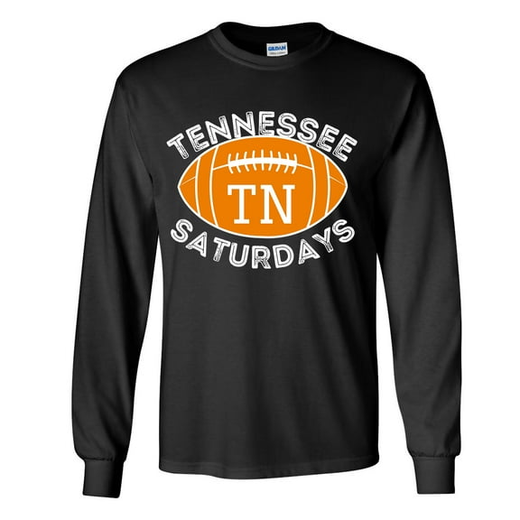 Mens Tennessee Tshirt Saturdays Football Sports TN Team Color Long Sleeve T-shirt Graphic Tee-Black-5xl
