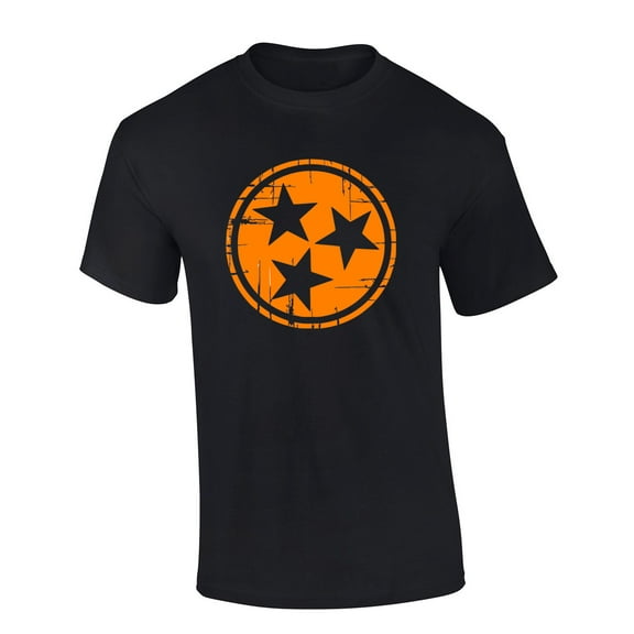 Mens Tennessee Tshirt TN State Flag Orange and White Short Sleeve T-shirt Graphic Tee-Black-medium