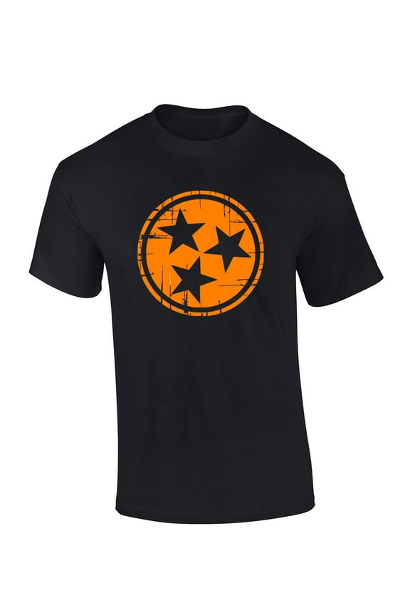Mens Tennessee Tshirt TN State Flag Orange and White Short Sleeve T-shirt Graphic Tee-Black-xxl