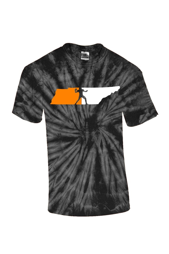 Mens Tennessee Tshirt TN State Team Color Orange and White Football Short Sleeve T-shirt Graphic Tee-Black Tie Dye-medium