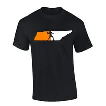 Mens Tennessee Tshirt TN State Team Color Orange and White Football Short Sleeve T-shirt Graphic Tee-Black-large