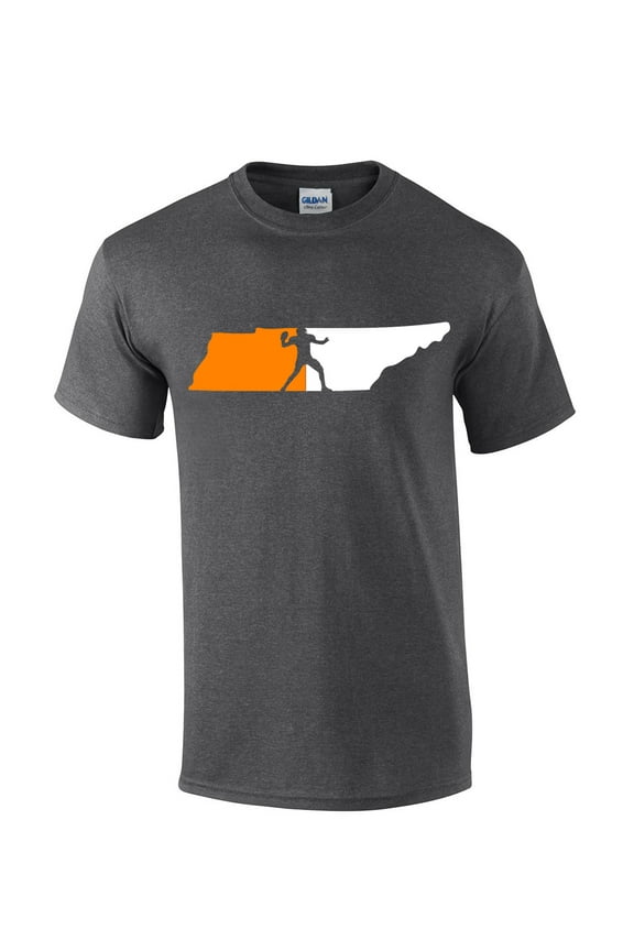 Mens Tennessee Tshirt TN State Team Color Orange and White Football Short Sleeve T-shirt Graphic Tee-Heather Grey-5xl