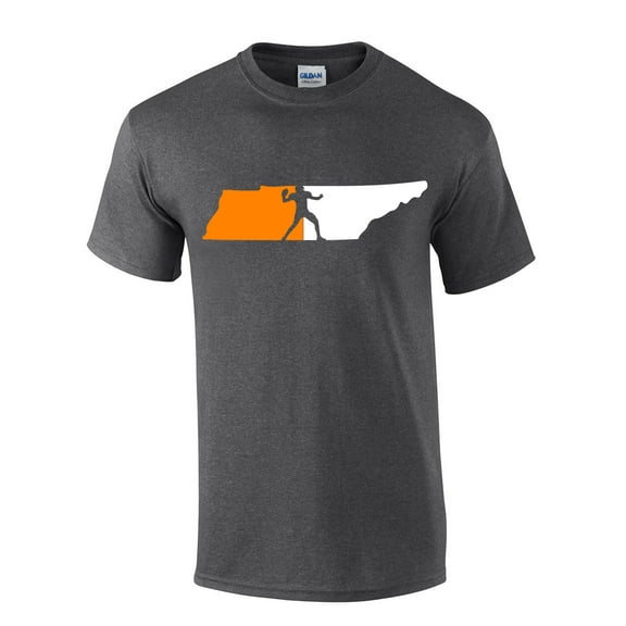 Mens Tennessee Tshirt TN State Team Color Orange and White Football Short Sleeve T-shirt Graphic Tee-Heather Grey-large