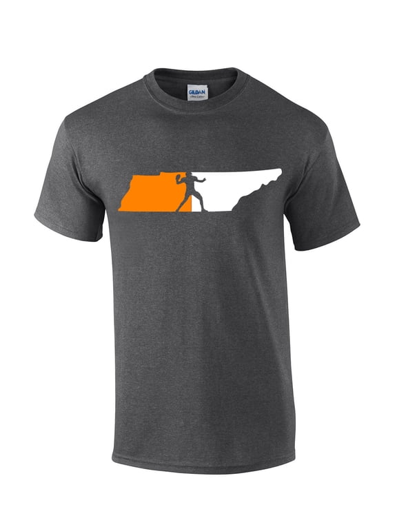 Mens Tennessee Tshirt TN State Team Color Orange and White Football Short Sleeve T-shirt Graphic Tee-Heather Grey-xl