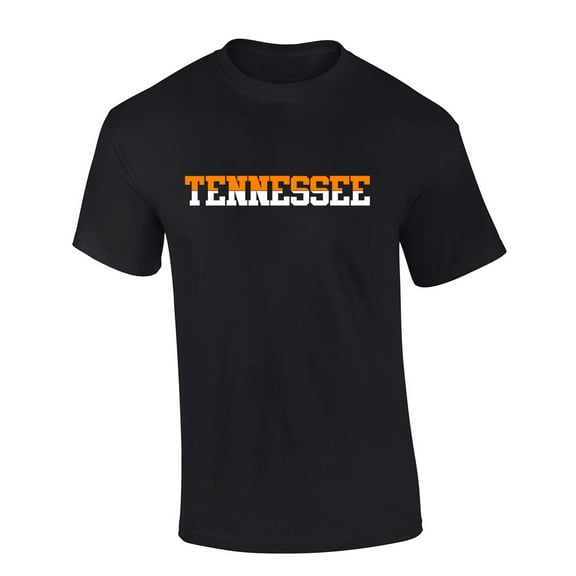 Mens Tennessee Tshirt TN Two Tone Orange and White Football Sports Fan Short Sleeve T-shirt Graphic Tee-Black-4xl