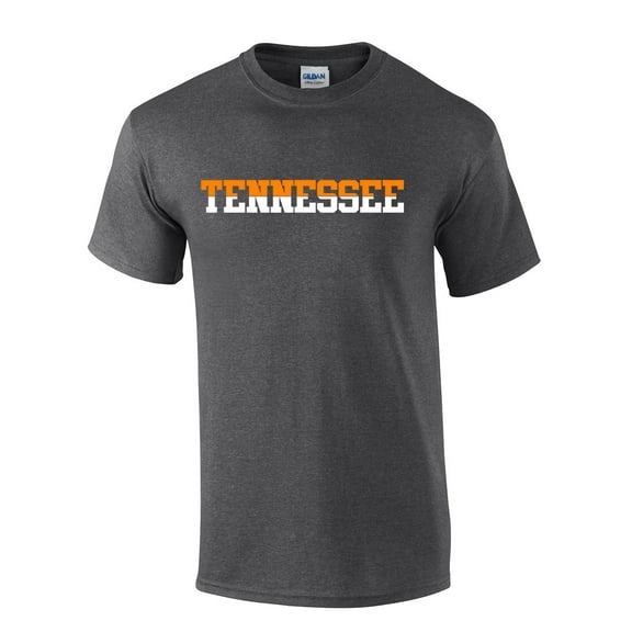 Mens Tennessee Tshirt TN Two Tone Orange and White Football Sports Fan Short Sleeve T-shirt Graphic Tee-Heather Grey-6xl