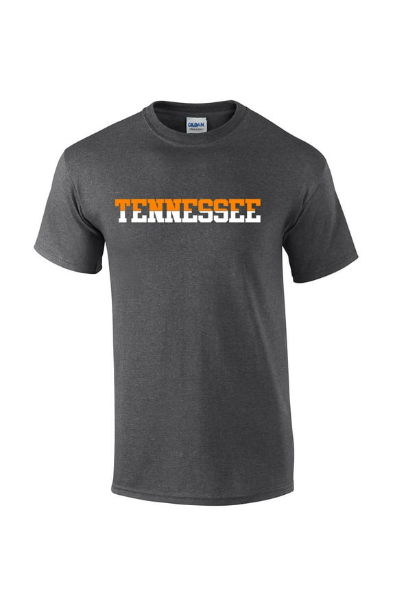 Mens Tennessee Tshirt TN Two Tone Orange and White Football Sports Fan Short Sleeve T-shirt Graphic Tee-Heather Grey-xxxl