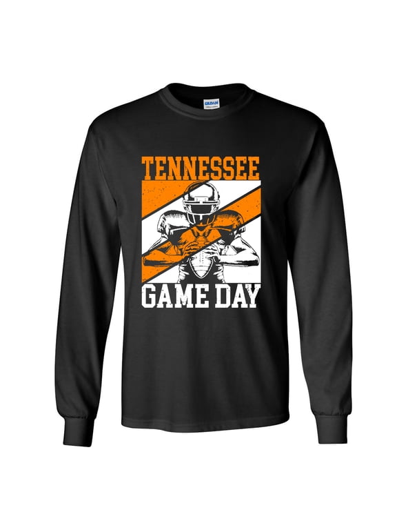 Mens Tennessee Tshirt Tennessee Game Day Football Sports TN Team Color Long Sleeve T-shirt Graphic Tee-Black-4xl