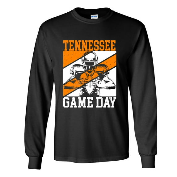 Mens Tennessee Tshirt Tennessee Game Day Football Sports TN Team Color Long Sleeve T-shirt Graphic Tee-Black-xxl