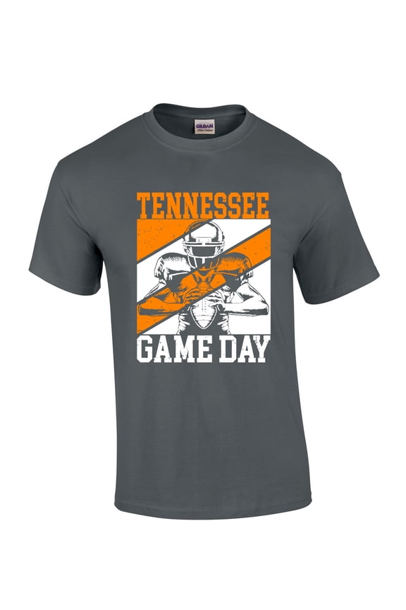 Mens Tennessee Tshirt Tennessee Game Day Football Sports TN Team Color Short Sleeve T-shirt Graphic Tee-Charcoal-large