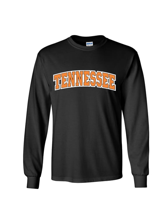 Mens Tennessee Tshirt Tennessee Orange and White Football Sports TN Team Color Long Sleeve T-shirt Graphic Tee-Black-4xl