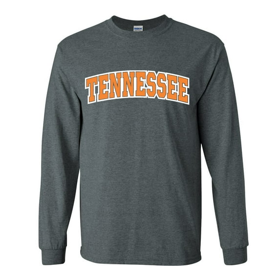 Mens Tennessee Tshirt Tennessee Orange and White Football Sports TN Team Color Long Sleeve T-shirt Graphic Tee-Heather Grey-4xl