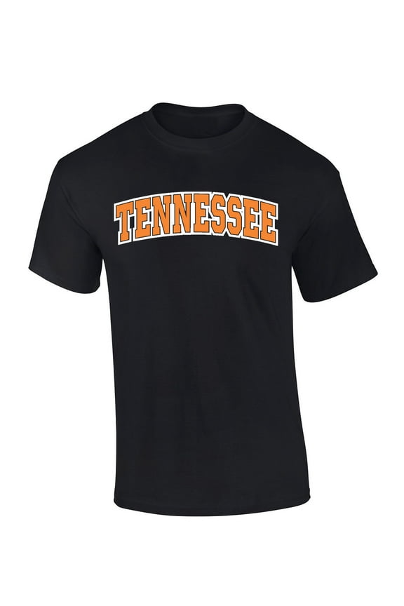Mens Tennessee Tshirt Tennessee Orange and White Football Sports TN Team Color Short Sleeve T-shirt Graphic Tee-Black-xl