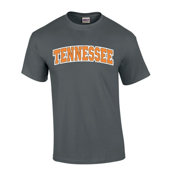 Mens Tennessee Tshirt Tennessee Orange and White Football Sports TN Team Color Short Sleeve T-shirt Graphic Tee-Charcoal-large