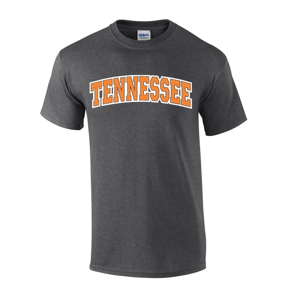 Mens Tennessee Tshirt Tennessee Orange and White Football Sports TN Team Color Short Sleeve T-shirt Graphic Tee-Heather Grey-large