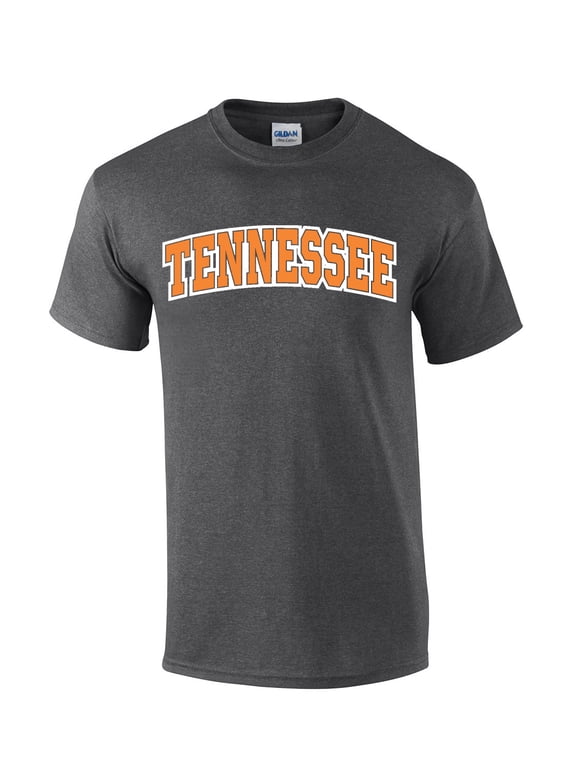 Mens Tennessee Tshirt Tennessee Orange and White Football Sports TN Team Color Short Sleeve T-shirt Graphic Tee-Heather Grey-xl