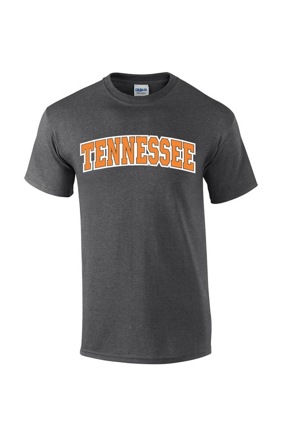 Mens Tennessee Tshirt Tennessee Orange and White Football Sports TN Team Color Short Sleeve T-shirt Graphic Tee-Heather Grey-xl