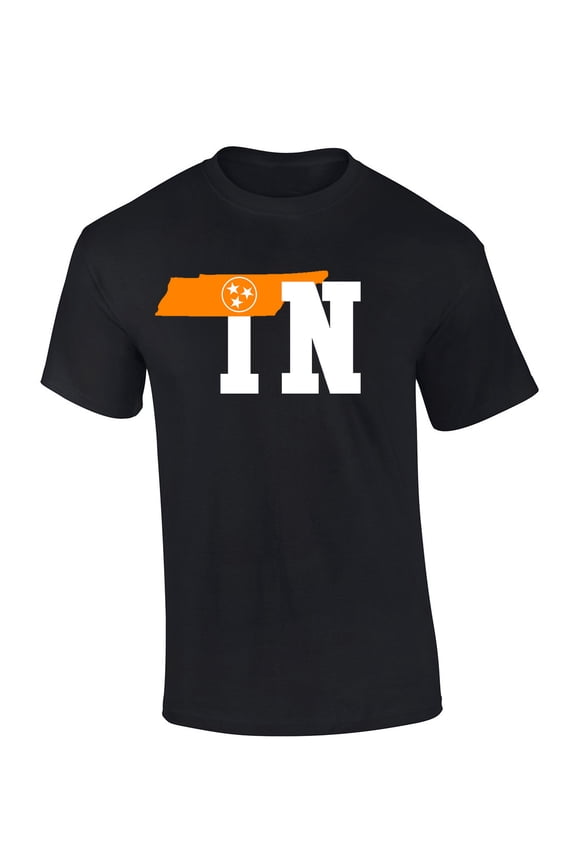 Mens Tennessee Tshirt Tennessee State Flag Team Color TN Orange Short Sleeve T-shirt Graphic Tee-Black-4xl