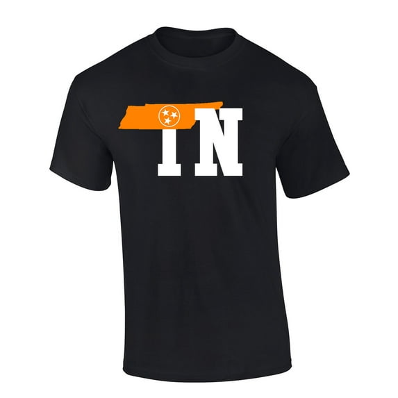 Mens Tennessee Tshirt Tennessee State Flag Team Color TN Orange Short Sleeve T-shirt Graphic Tee-Black-xl