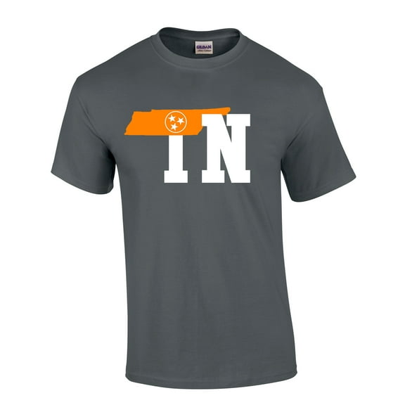 Mens Tennessee Tshirt Tennessee State Flag Team Color TN Orange Short Sleeve T-shirt Graphic Tee-Charcoal-5xl