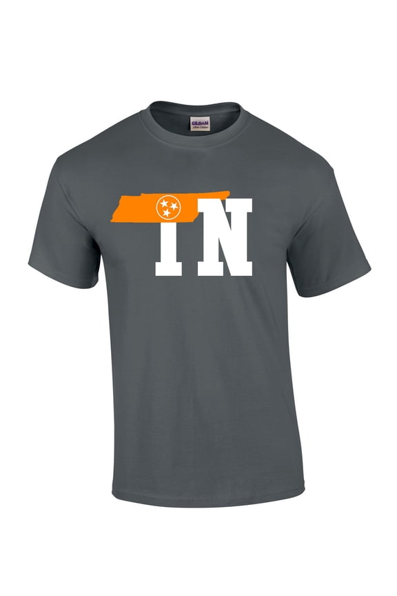 Mens Tennessee Tshirt Tennessee State Flag Team Color TN Orange Short Sleeve T-shirt Graphic Tee-Charcoal-medium
