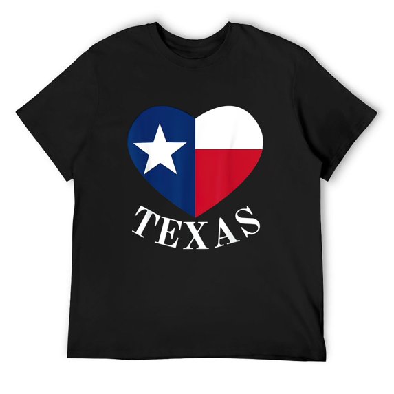 Mens Texas Gifts Shirt Texas Love Heart Flag Graphic Tees Tx T-Shirt Black 4X-Large