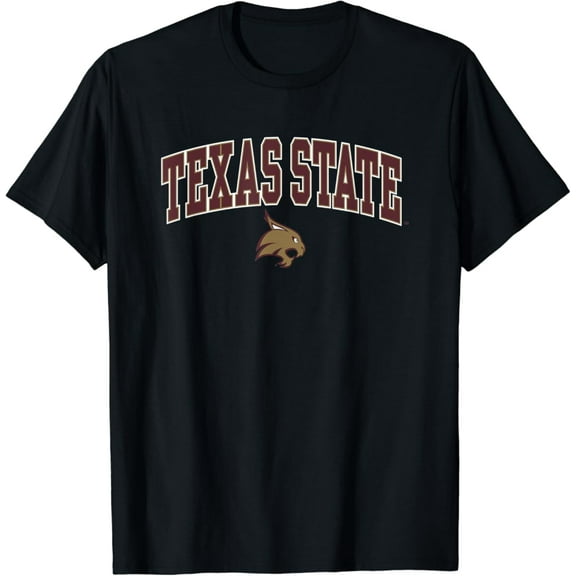 Mens Texas State Bobcats Arch Over Black Licensed Vintage T-Shirt