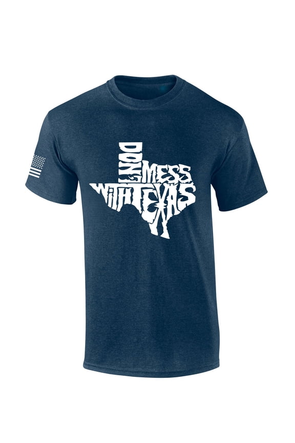 Mens Texas Tshirt Don't Mess With Texas Short Sleeve T-shirt-Heather Navy-xl