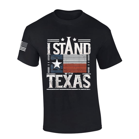 Mens Texas Tshirt I Stand With Texas Short Sleeve T-shirt-Black-4xl