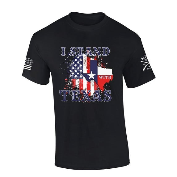 Mens Texas Tshirt I Stand With Texas Short Sleeve T-shirt-Black-4xl