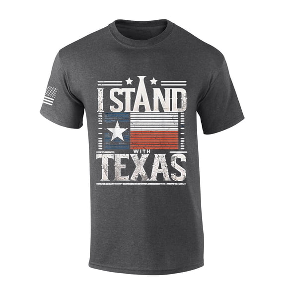 Mens Texas Tshirt I Stand With Texas Short Sleeve T-shirt-Heather Grey-xxl