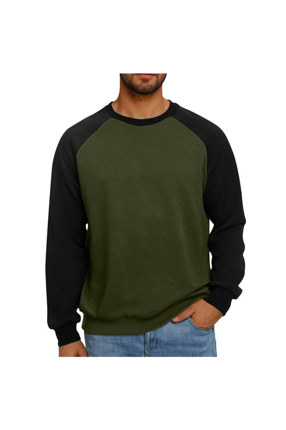 Mens Textured Raglan Shirt Autumn Pullover Sweaters Vintage Golf Baseball Tee Shirt Long Sleeve Jersey T-Shirts