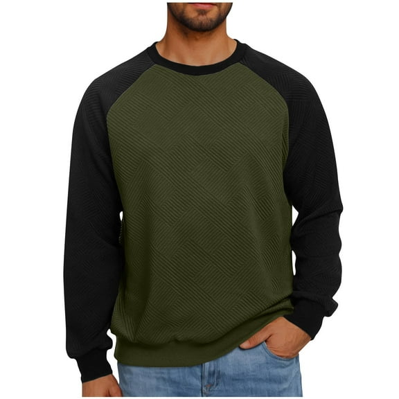 Mens Textured Raglan Shirt Autumn Pullover Sweaters Vintage Golf Baseball Tee Shirt Long Sleeve Jersey T-Shirts