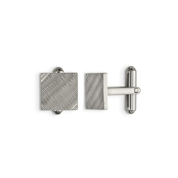 Gem & Harmony Mens Textured Square Cuff Links in Stainless Steel for Men