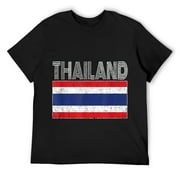 Mens Thai National Flag Design Thailand Map Country Vintage Gift T-Shirt Black Small