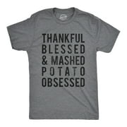 Mens Thankful Blessed And Mashed Potato Obsessed Tshirt Funny Thanksgiving Tee Graphic Tees