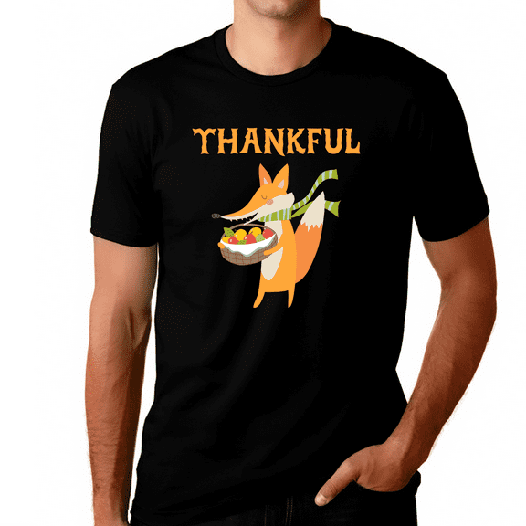 Mens Thanksgiving Shirt Cool Fox Shirt Fall Shirt Thankful Shirts for Men Funny Thanksgiving Shirts