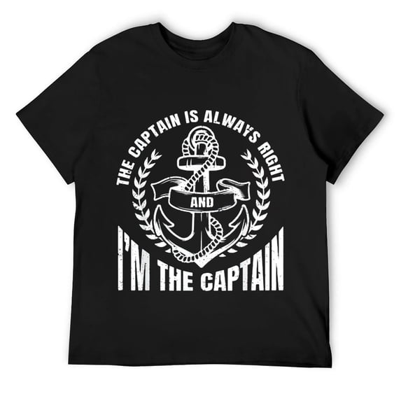 Mens The Captain Is Always Right and I'm The Captain | Funny T-Shirt Black Small