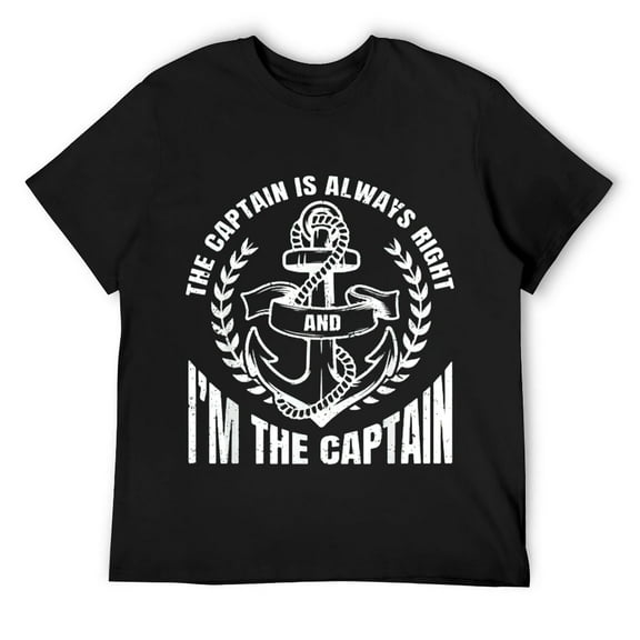 Mens The Captain Is Always Right and I'm The Captain | Funny T-Shirt Black X-Large