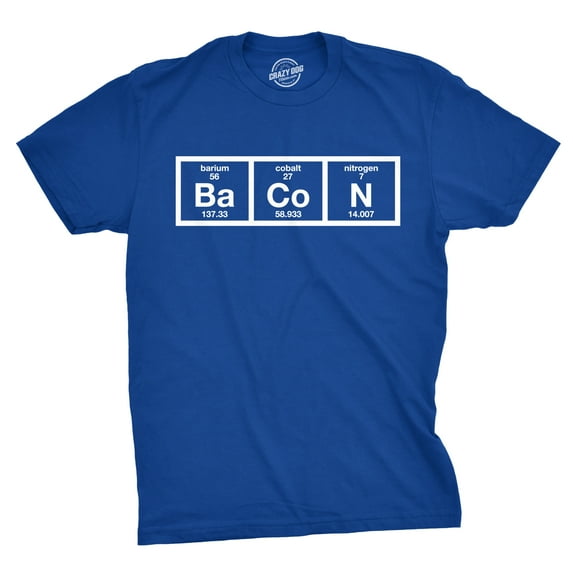 Mens The Chemistry Of Bacon T Shirt Funny Nerdy Graphic Periodic Table Science Graphic Tees
