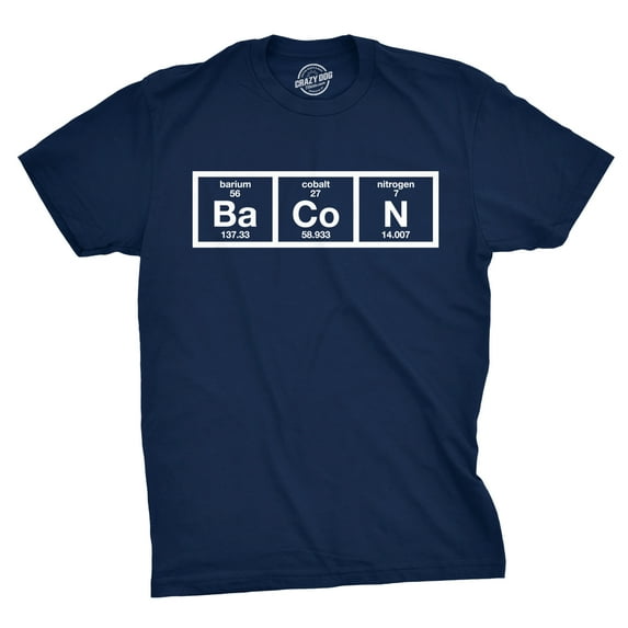 Mens The Chemistry Of Bacon T Shirt Funny Nerdy Graphic Periodic Table Science Graphic Tees
